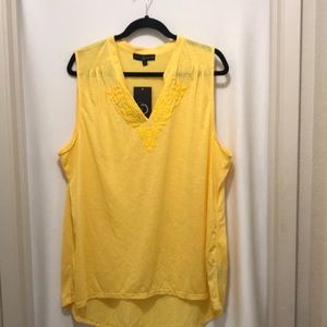 Bright yellow semi sheer lightweight Hi Low tank top